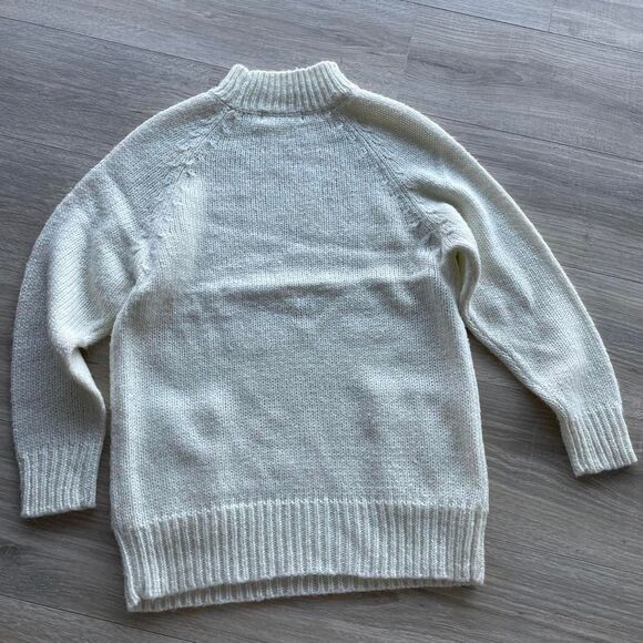 Cream Metallic Knit Turtleneck Sweater Pockets Women's Medium Retro Cozy Bling - Picture 4 of 6